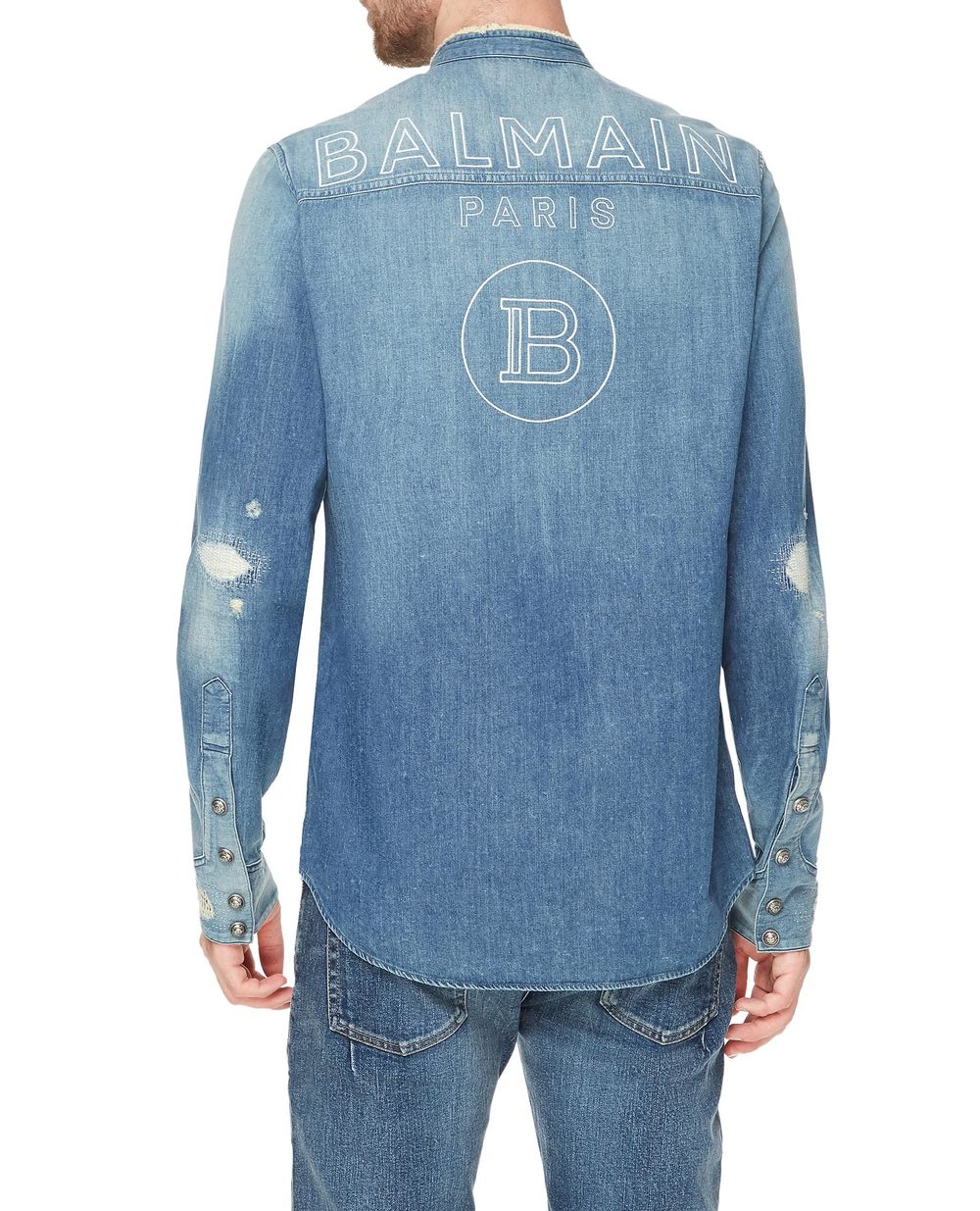 Джинсова сорочка Balmain UH12326Z062, блакитний колір • Купити в інтернет-магазині Kameron