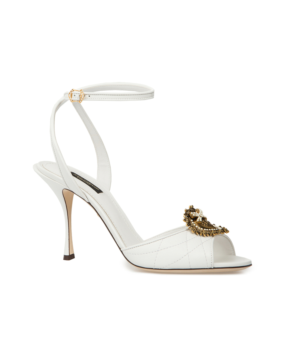 Кожаные босоножки Devotion Dolce&Gabbana CR0944-AV967, белый цвет • Купить в интернет-магазине Kameron