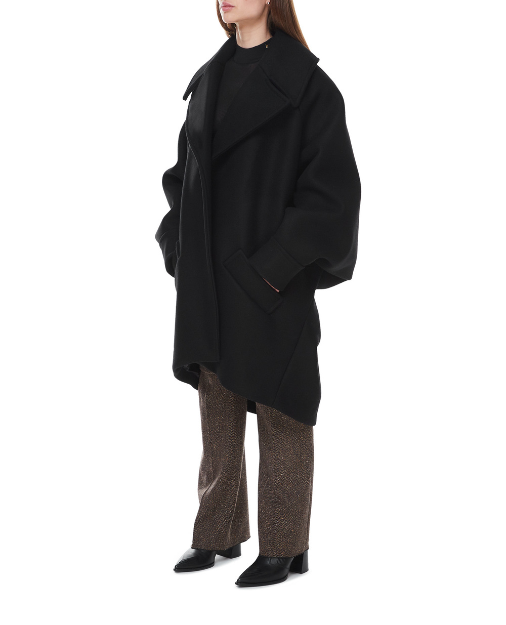 Вовняне пальто Saint Laurent 707010-Y080W, чорний колір • Купити в інтернет-магазині Kameron