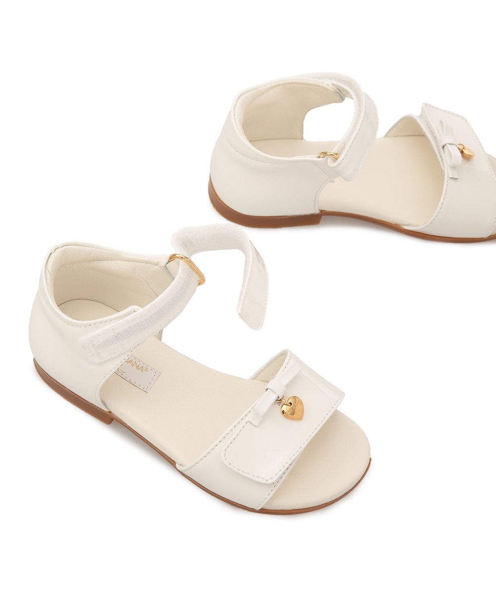 Детские кожаные босоножки Dolce&Gabbana Kids D20045-A1328-, белый цвет • Купить в интернет-магазине Kameron