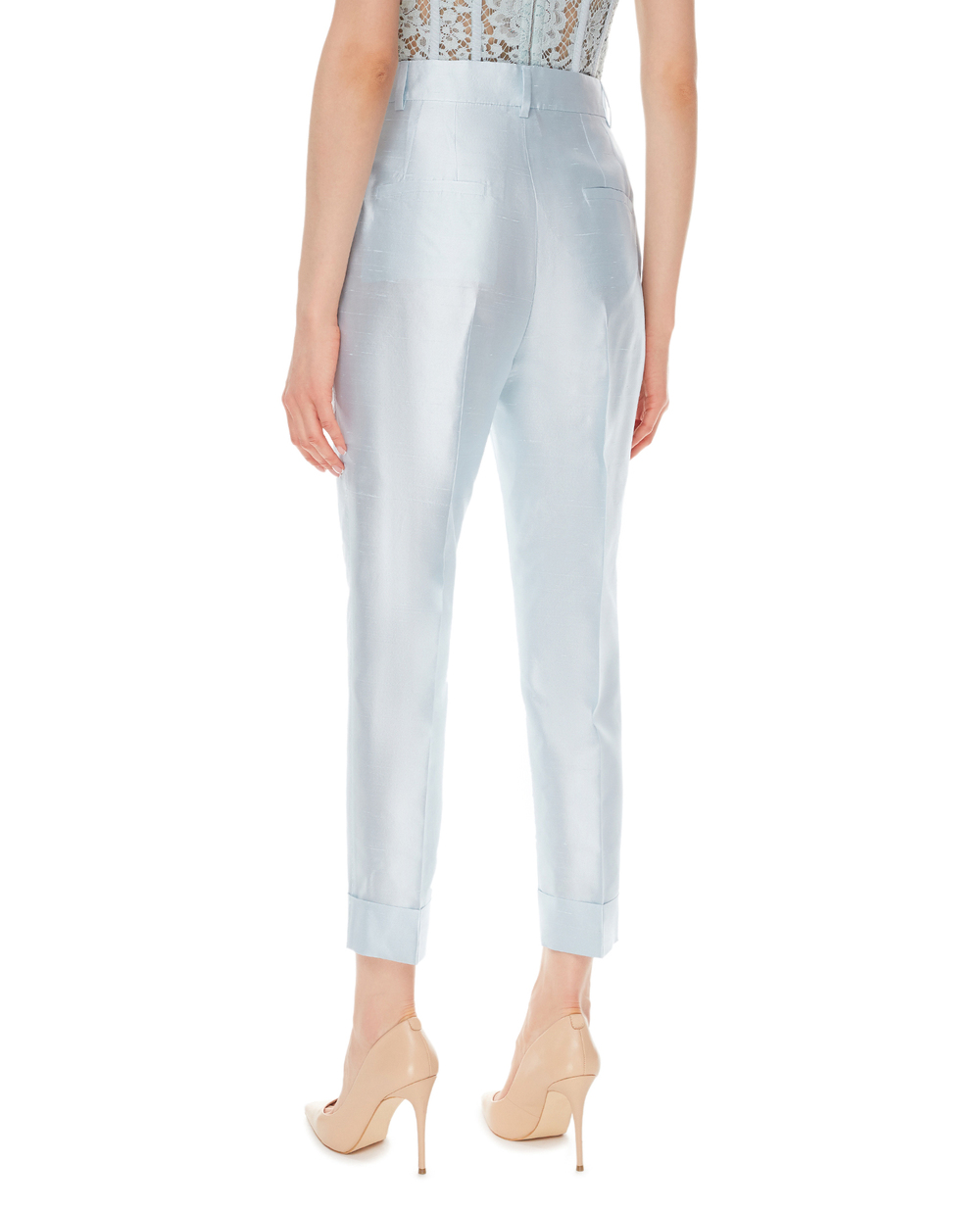 Шелковые брюки Dolce&Gabbana FTBQOT-FU1L5, голубой цвет • Купить в интернет-магазине Kameron