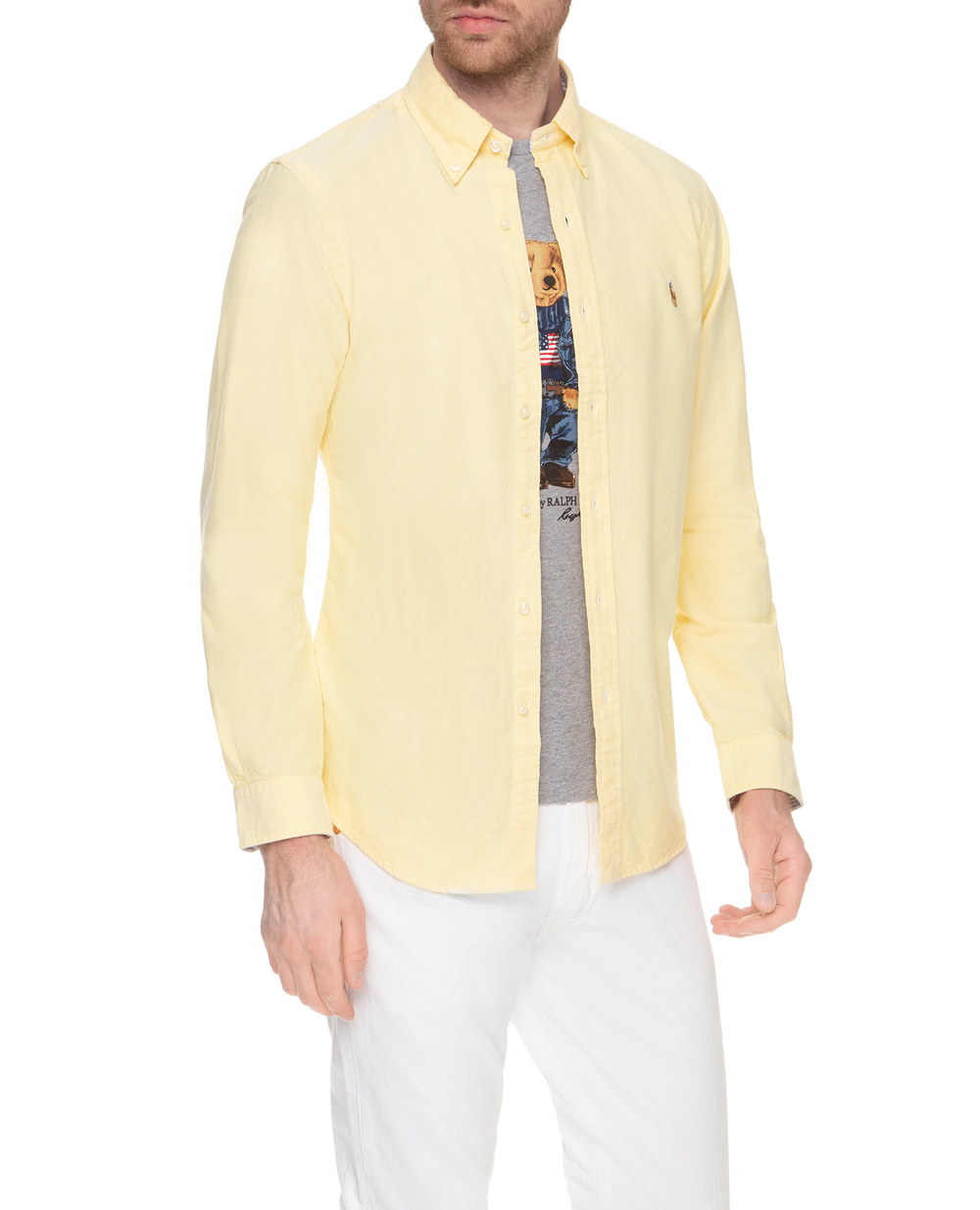 Сорочка Slim Fit Polo Ralph Lauren 710792161004, жовтий колір • Купити в інтернет-магазині Kameron
