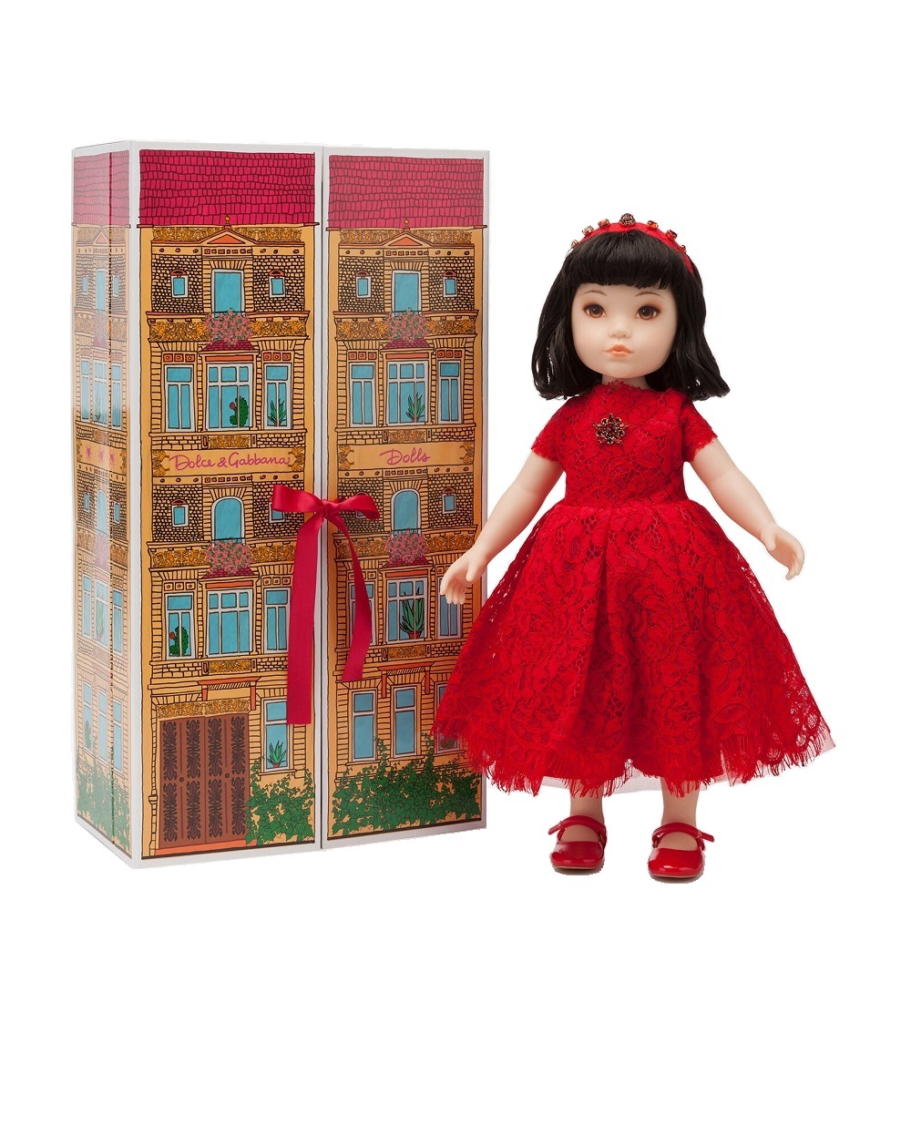 Кукла с платьем из кружева Dolce&Gabbana LCJA18-G7VAW, красный цвет • Купить в интернет-магазине Kameron