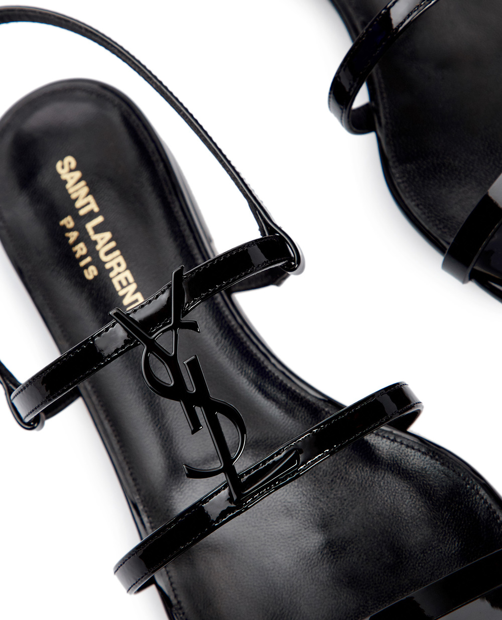 Лакові сандалії Cassandra Saint Laurent 652758-B8IVV, чорний колір • Купити в інтернет-магазині Kameron