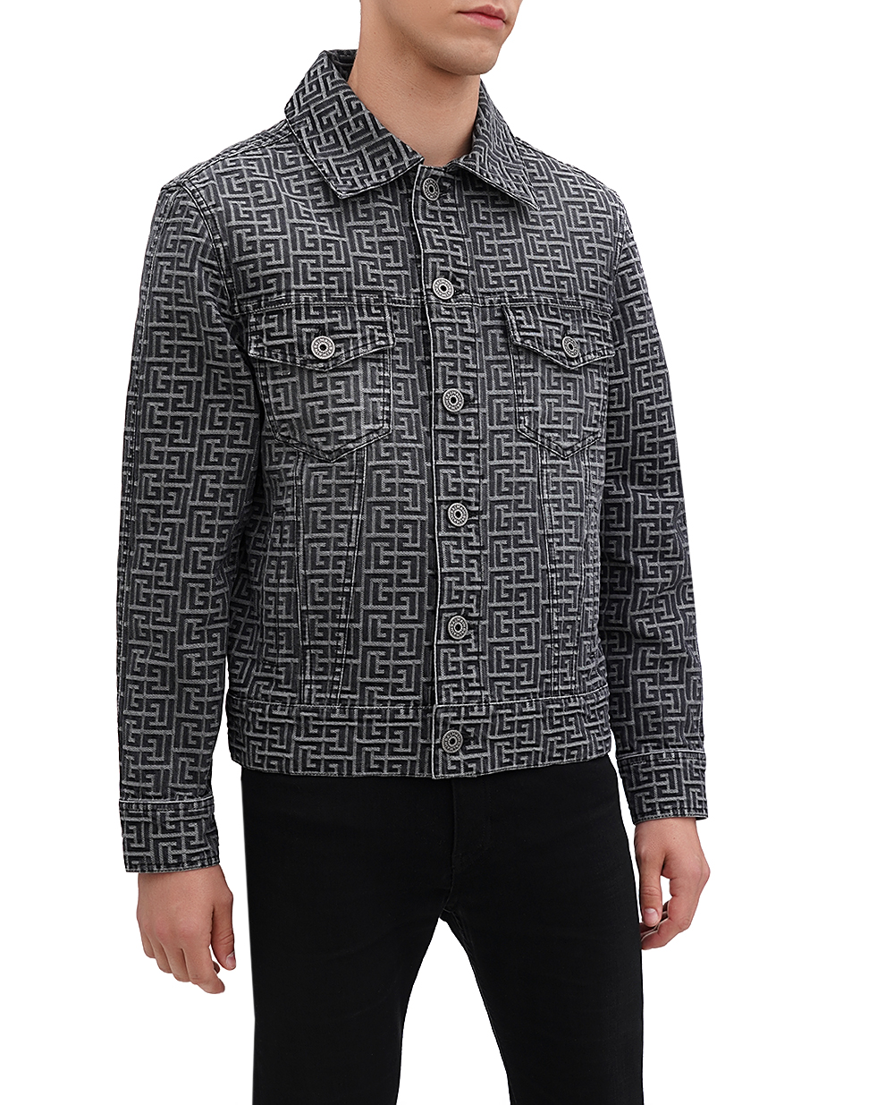 Бавовняна куртка Balmain BH1TC232DD68, темно-сірий колір • Купити в інтернет-магазині Kameron