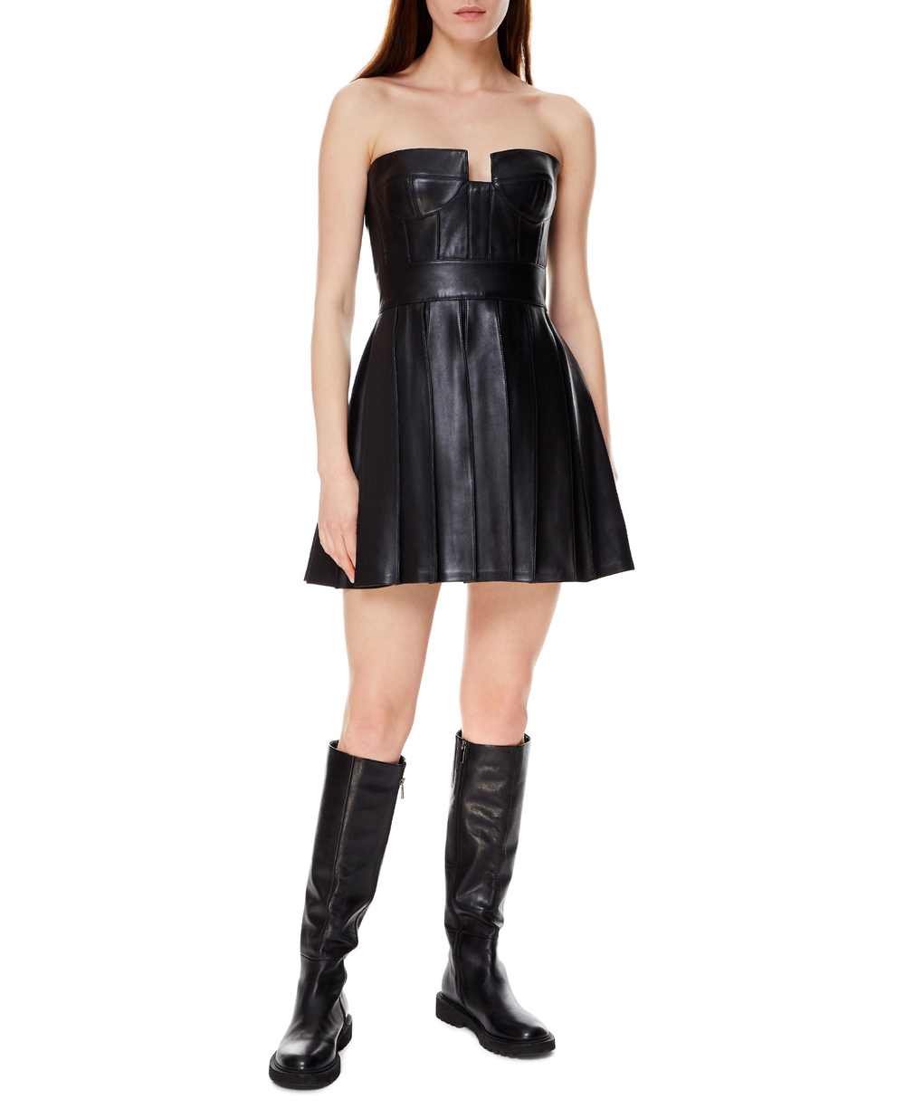 Кожаное платье Balmain WF1R1050L158, черный цвет • Купить в интернет-магазине Kameron