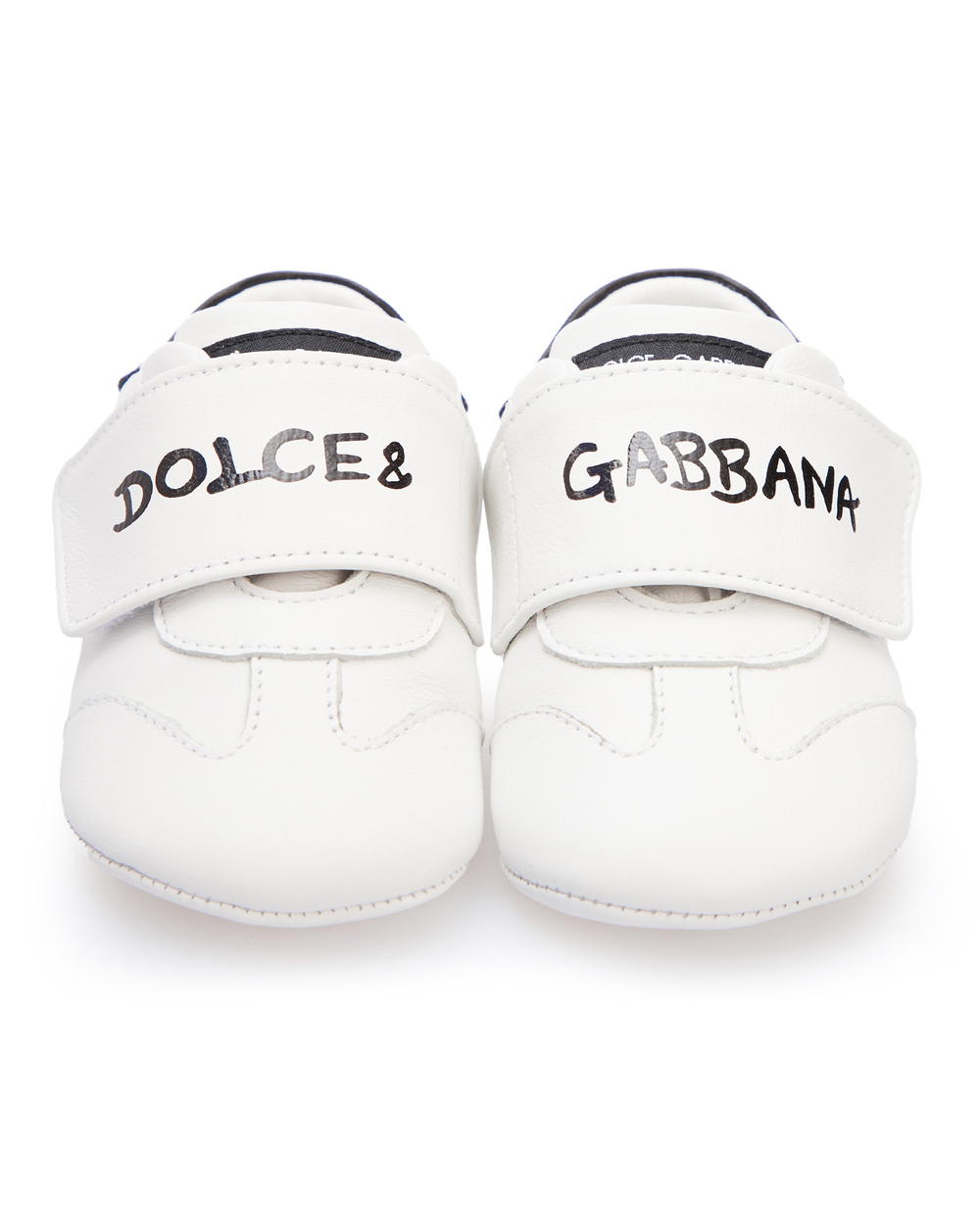 Кожаные пинетки Dolce&Gabbana DK0109-AH628-, белый цвет • Купить в интернет-магазине Kameron