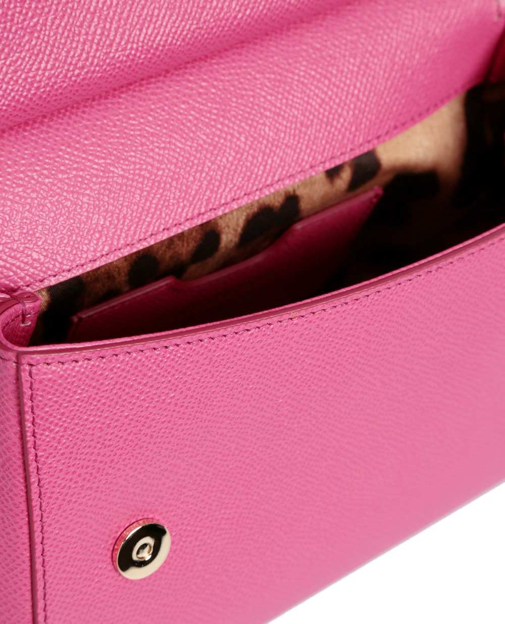 Кожаная сумка Sicily small Dolce&Gabbana BB6003-A1001SS19, розовый цвет • Купить в интернет-магазине Kameron