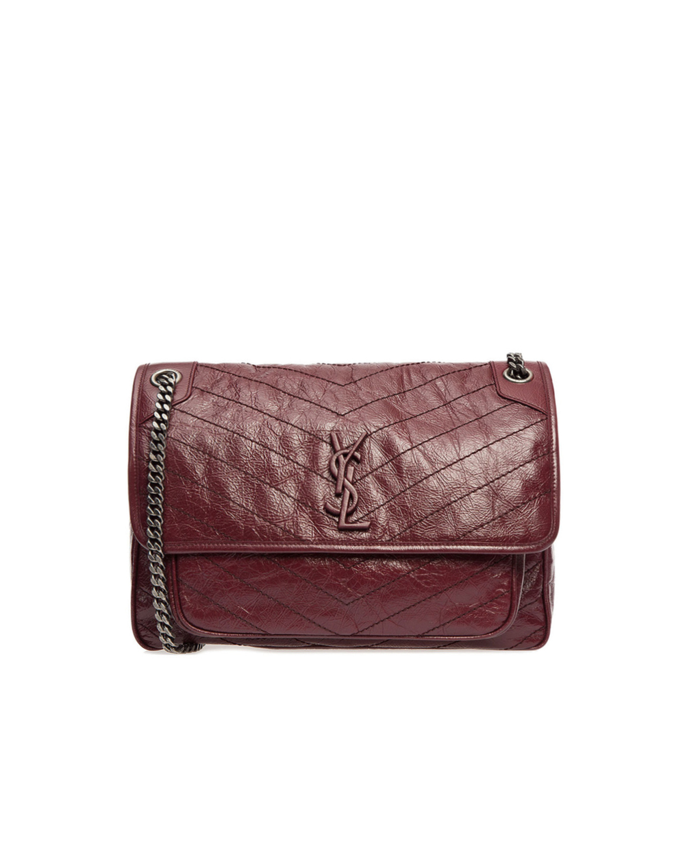 Кожаная сумка Niki Saint Laurent 498883-0EN04-FW19, бордовый цвет • Купить в интернет-магазине Kameron