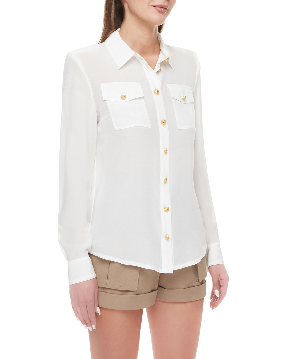 Шелковая блуза Balmain AF1HS050SB66, белый цвет • Купить в интернет-магазине Kameron