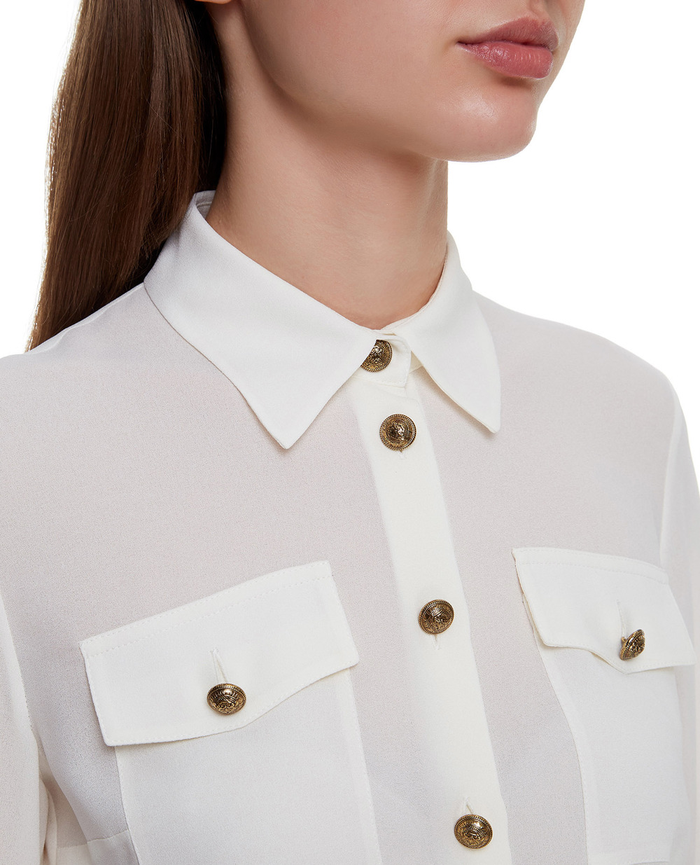 Шовкова блуза Balmain UF12670S037, білий колір • Купити в інтернет-магазині Kameron