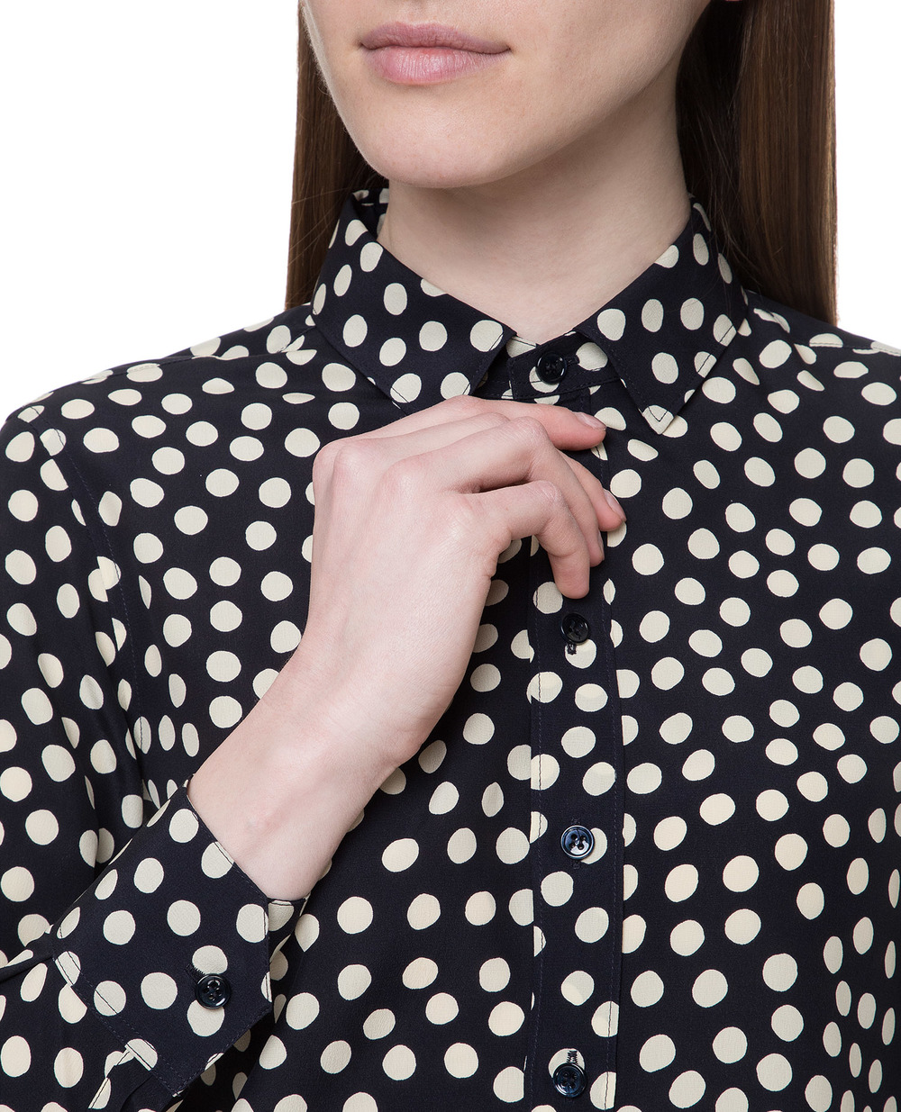 Шелковая блуза Saint Laurent 395733-Y304V, синий цвет • Купить в интернет-магазине Kameron
