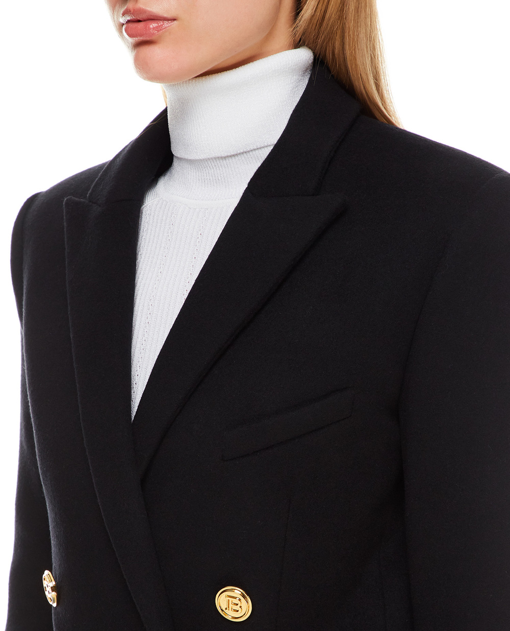 Вовняне пальто Balmain WF1SH010W006, чорний колір • Купити в інтернет-магазині Kameron