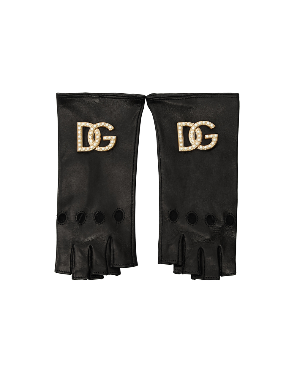 Кожаные митенки Dolce&Gabbana BF0187-AQ252, черный цвет • Купить в интернет-магазине Kameron