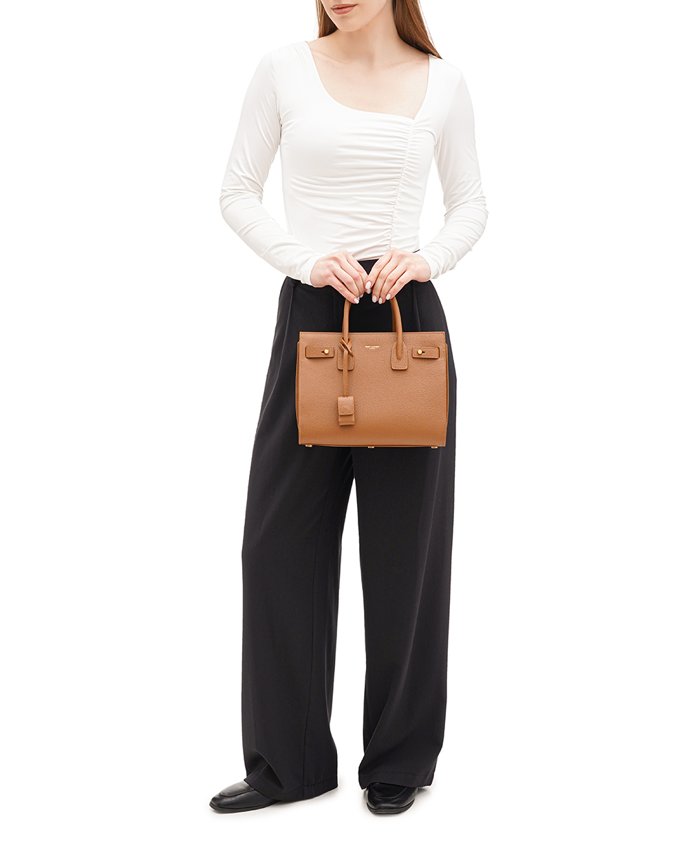 Кожаная сумка Sac De Jour Small Saint Laurent 717448-DTI0W, коричневый цвет • Купить в интернет-магазине Kameron
