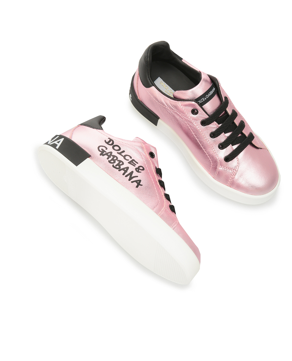 Детские кожаные сникеры Dolce&Gabbana Kids D10806-AN442-M, розовый цвет • Купить в интернет-магазине Kameron