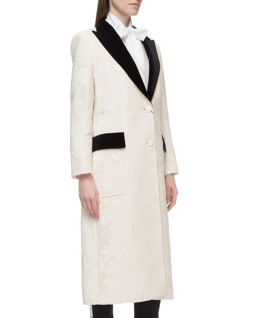 Жаккардовое пальто Dolce&Gabbana F0Y67T-HJMHK, белый цвет • Купить в интернет-магазине Kameron