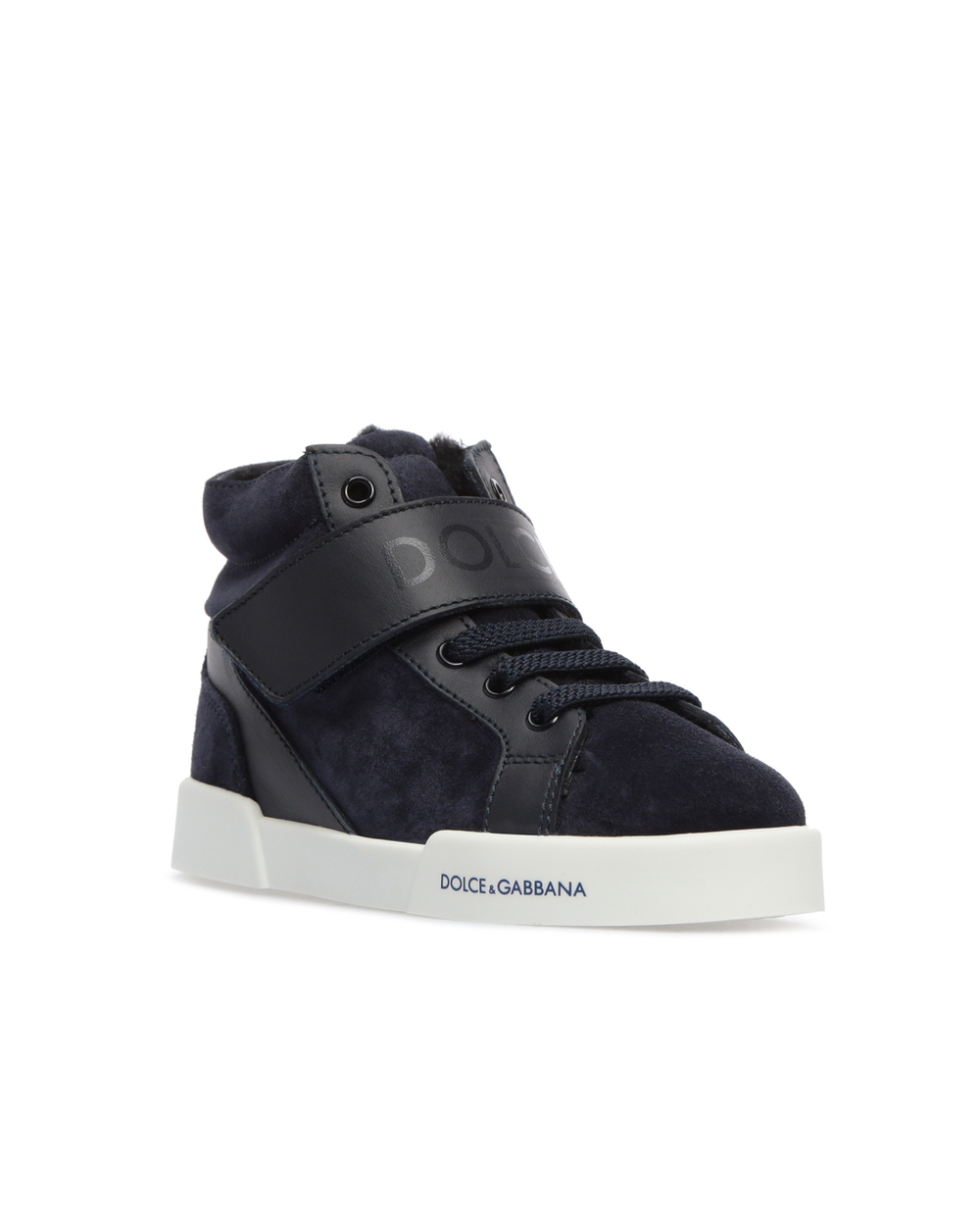 Замшевые хайтопы Dolce&Gabbana Kids DN0121-A7174-S, синий цвет • Купить в интернет-магазине Kameron