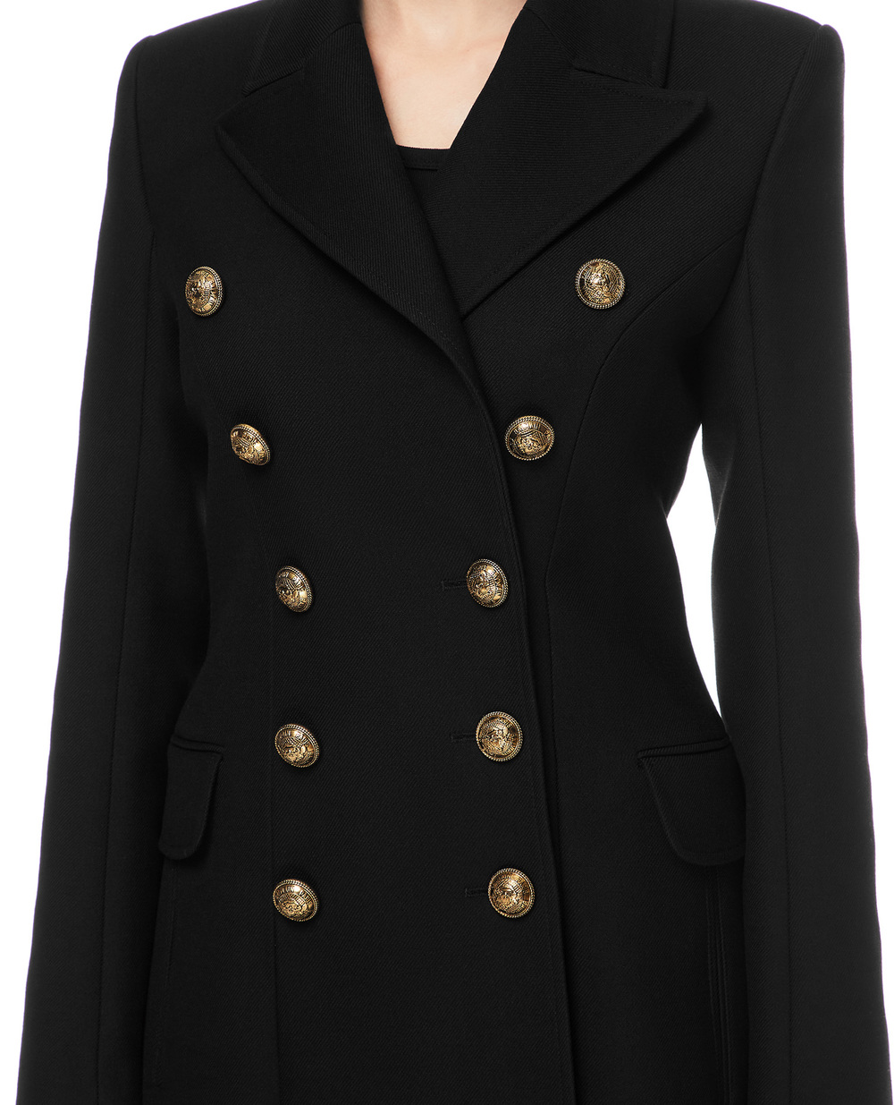 Вовняне пальто Balmain UF19572W072, чорний колір • Купити в інтернет-магазині Kameron