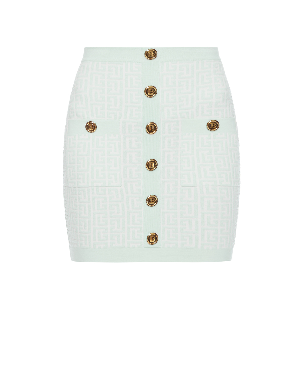 Шерстяная юбка Balmain WF1LB036K253, ментоловый цвет • Купить в интернет-магазине Kameron