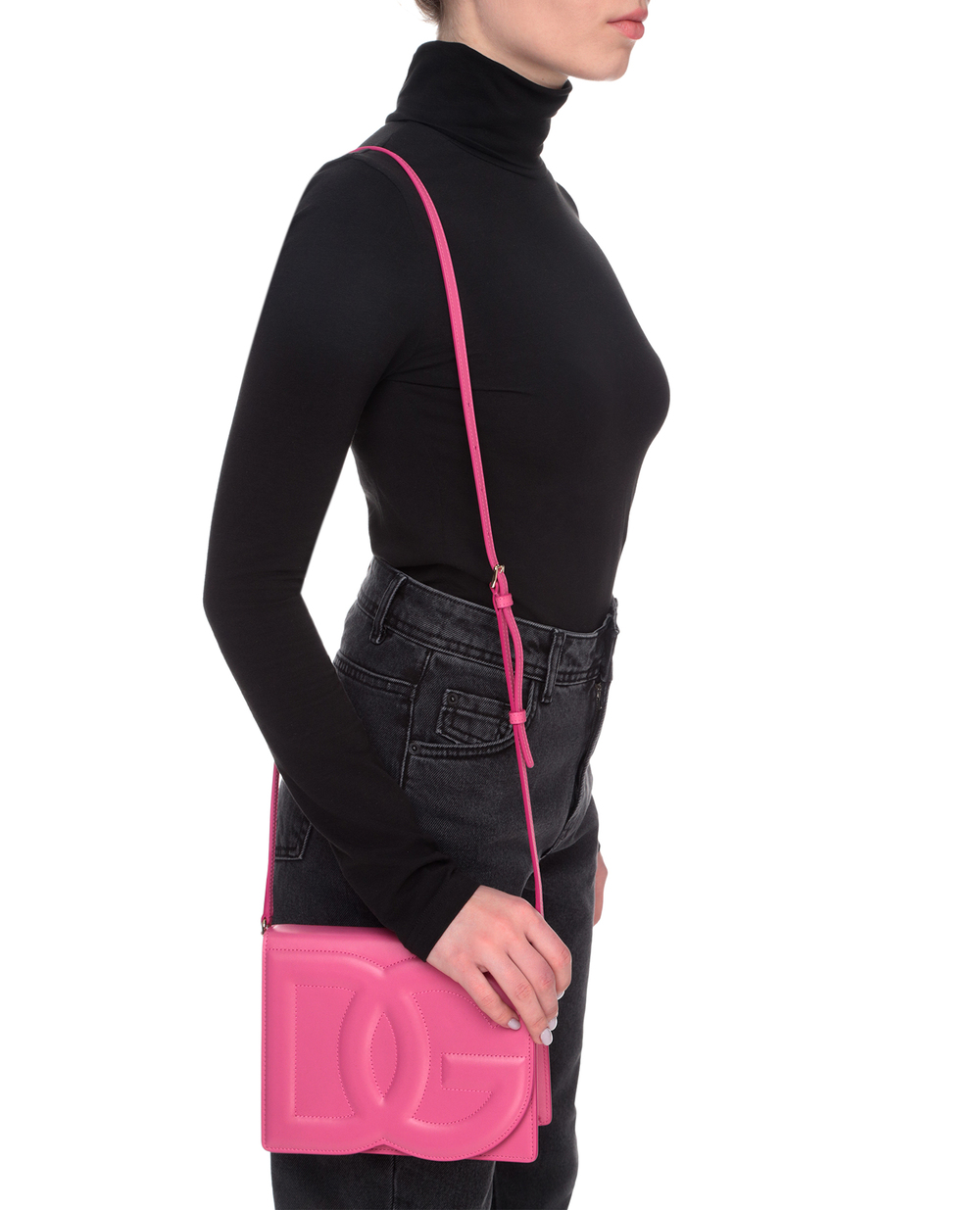 Кожаная сумка DG Logo Small Dolce&Gabbana BB7287-AW576, розовый цвет • Купить в интернет-магазине Kameron