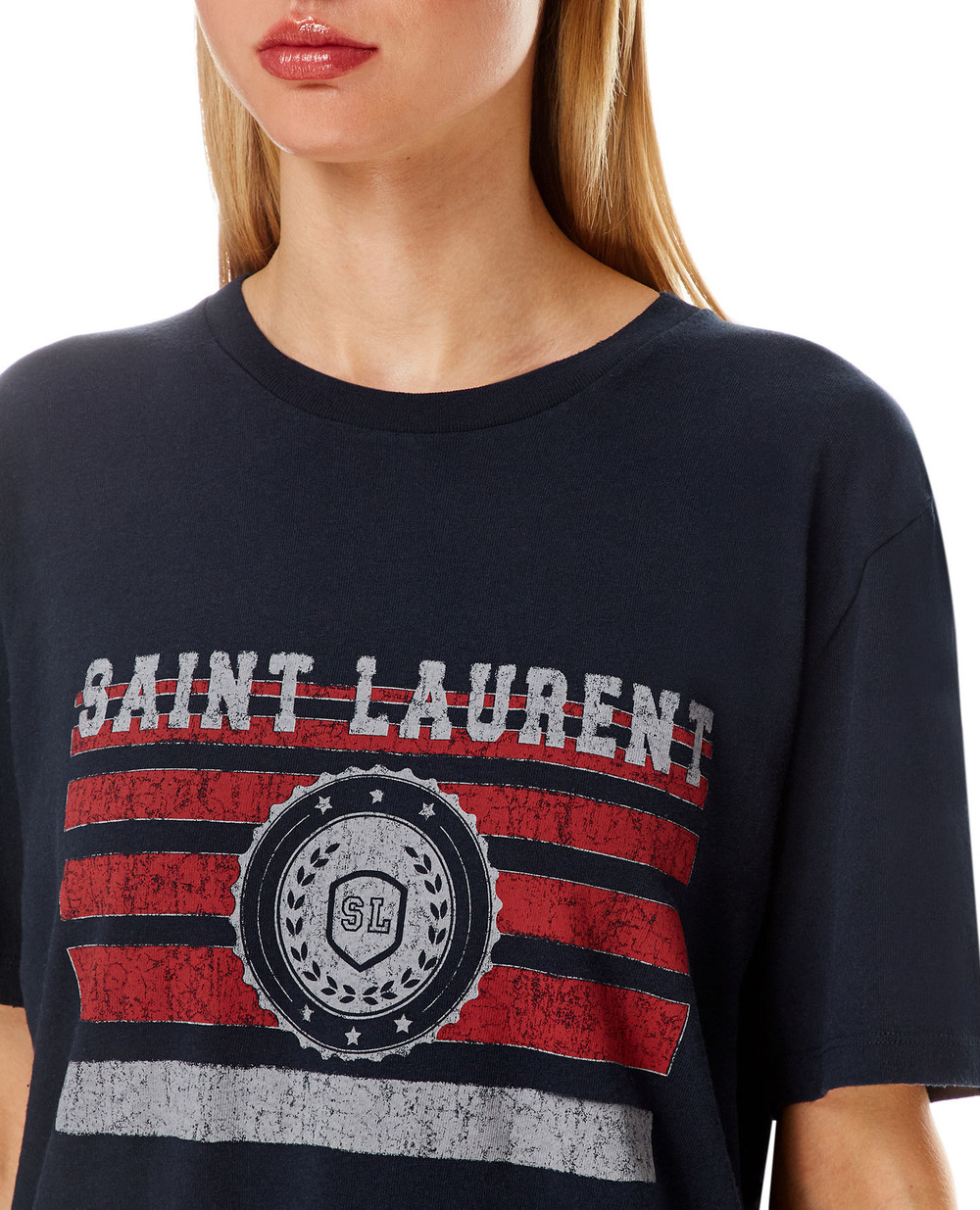 Футболка Saint Laurent 668815-YB2UH, синий цвет • Купить в интернет-магазине Kameron