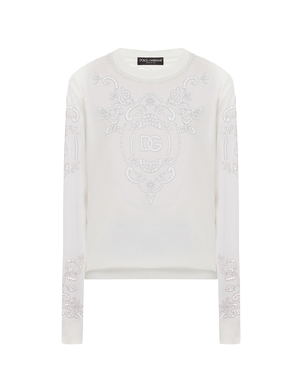 Шелковый джемпер Dolce&Gabbana FX274Z-JASPY, белый цвет • Купить в интернет-магазине Kameron