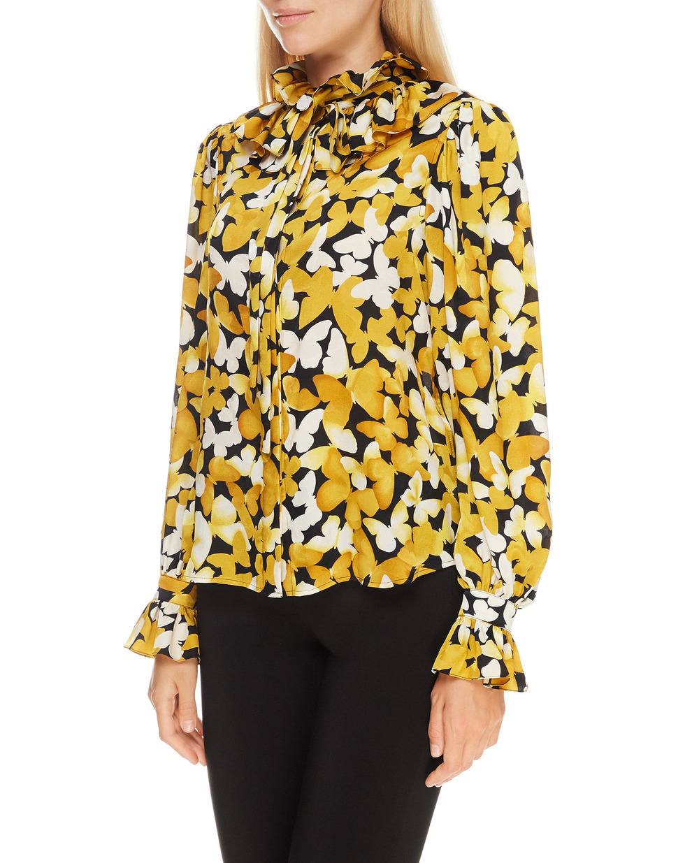 Шовкова блуза Saint Laurent 655326-Y6C13, жовтий колір • Купити в інтернет-магазині Kameron