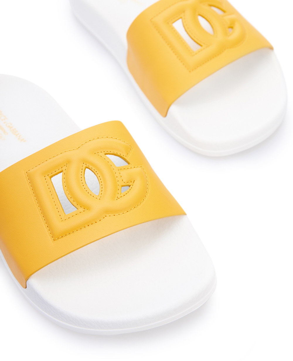 Кожаные слайдеры Dolce&Gabbana D11031-A1735-M, желтый цвет • Купить в интернет-магазине Kameron