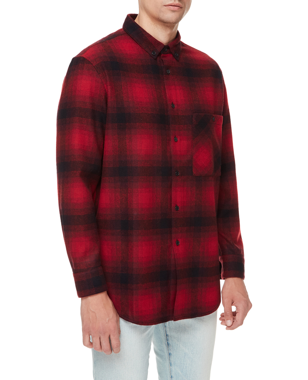 Шерстяная рубашка Saint Laurent 666863-Y22LA, красный цвет • Купить в интернет-магазине Kameron