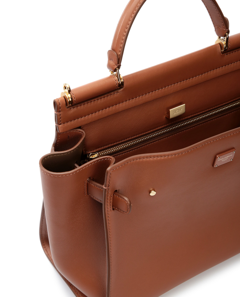 Шкіряна сумка Sicily Dolce&Gabbana BB6891-AO041, коричневий колір • Купити в інтернет-магазині Kameron