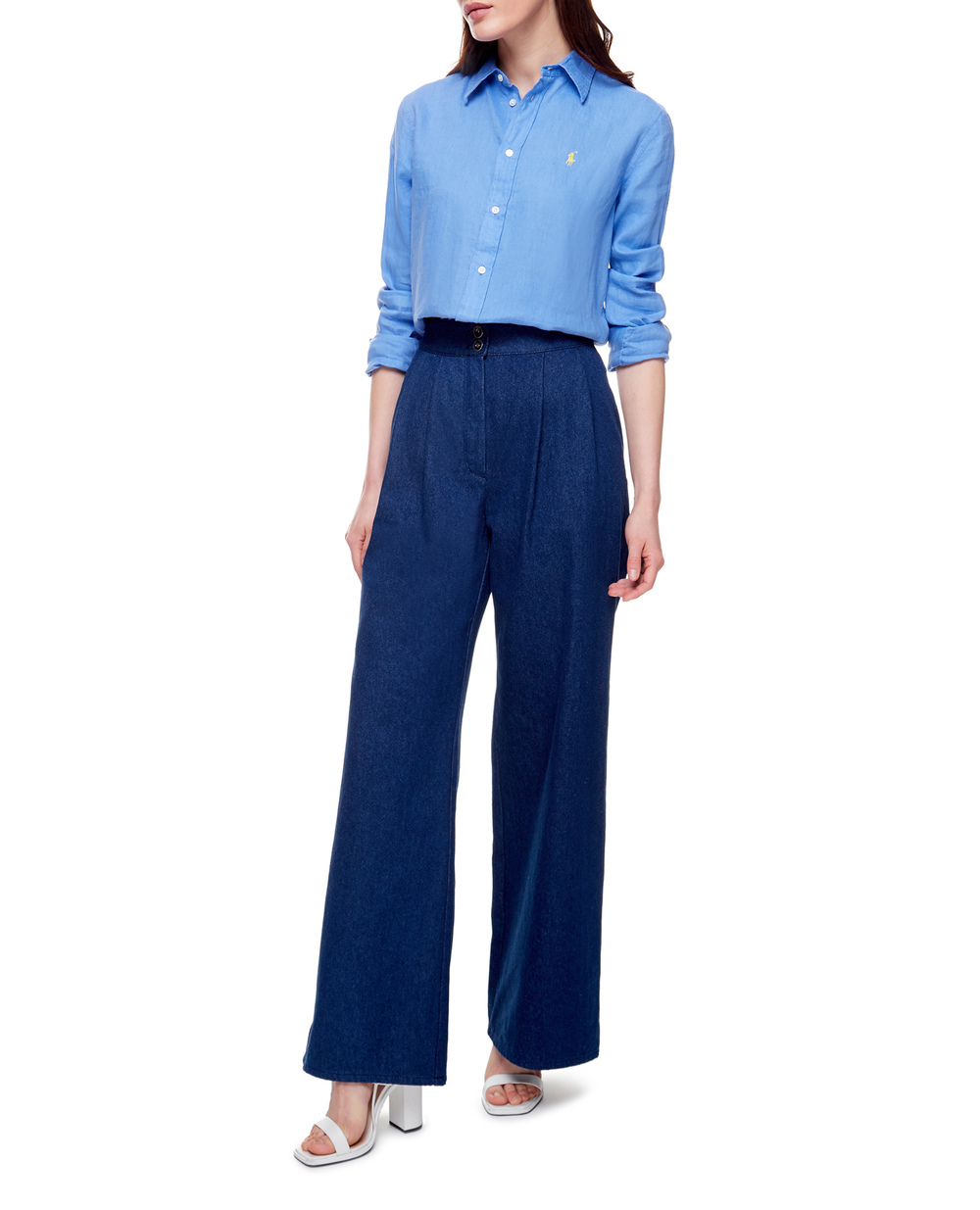 Льняная рубашка Polo Ralph Lauren 211827658010, синий цвет • Купить в интернет-магазине Kameron