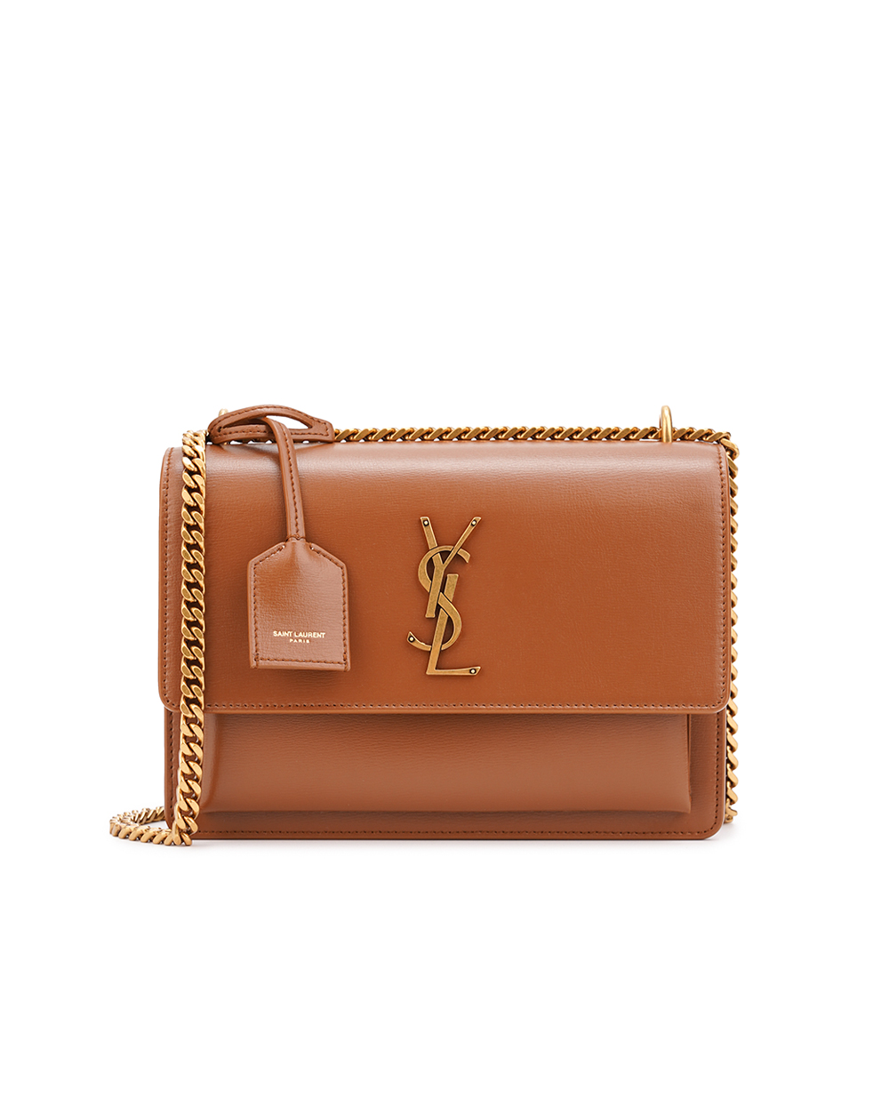 Шкіряна сумка Sunset Medium Saint Laurent 442906-D420W, коричневий колір • Купити в інтернет-магазині Kameron