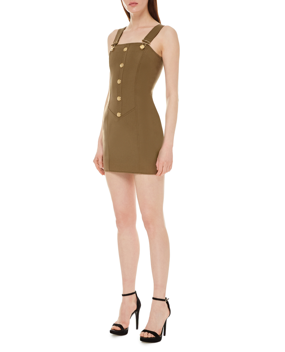 Шерстяное платье Balmain XF1R5390WB05, зеленый цвет • Купить в интернет-магазине Kameron