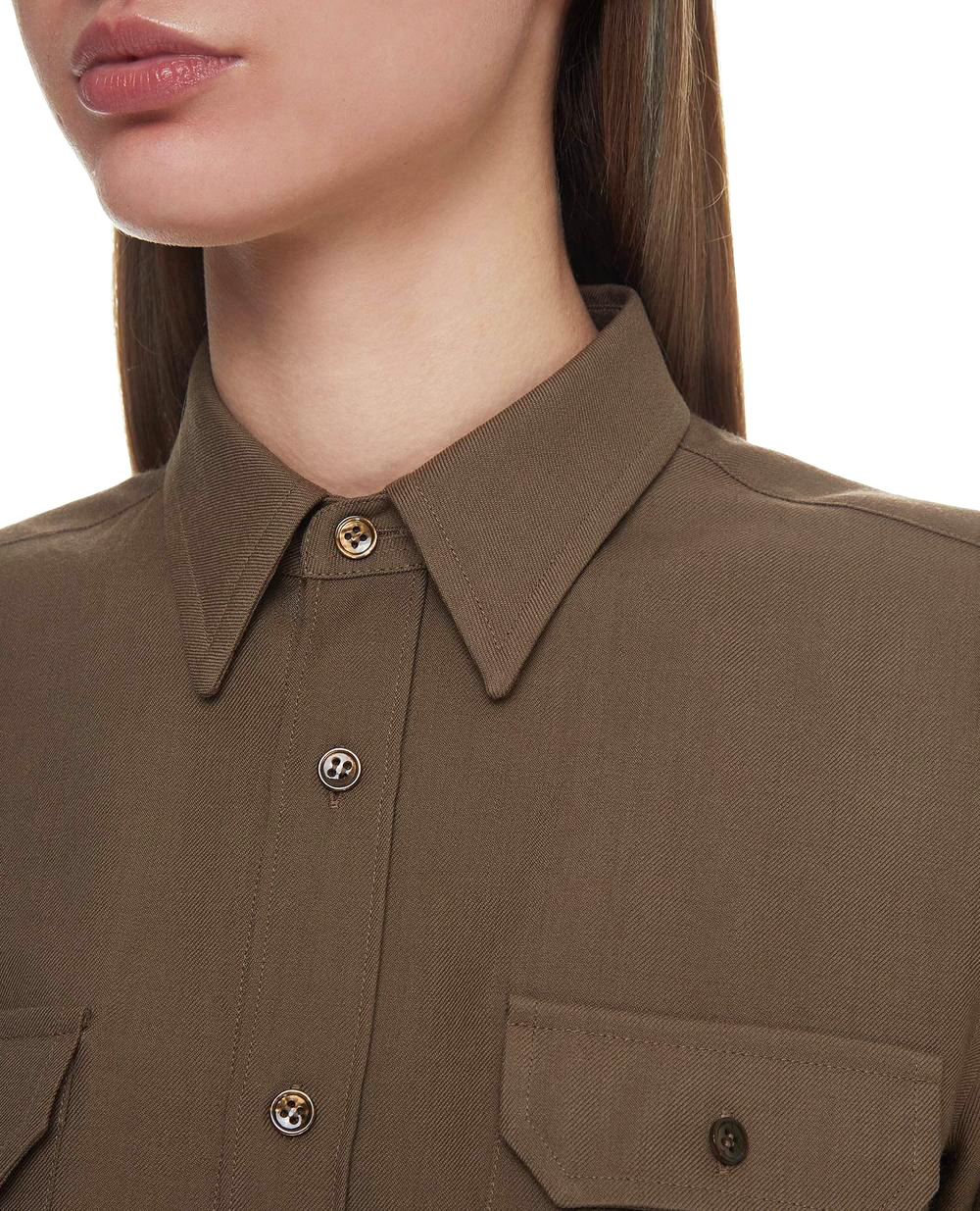 Шерстяная рубашка Saint Laurent 626941-Y768J, зеленый цвет • Купить в интернет-магазине Kameron