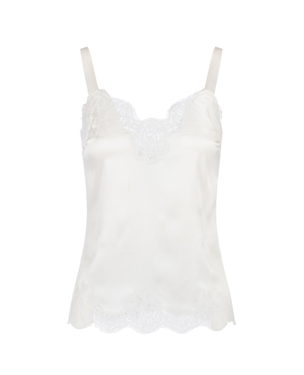 Шелковый топ Dolce&Gabbana O7A00T-FUAD8, белый цвет • Купить в интернет-магазине Kameron
