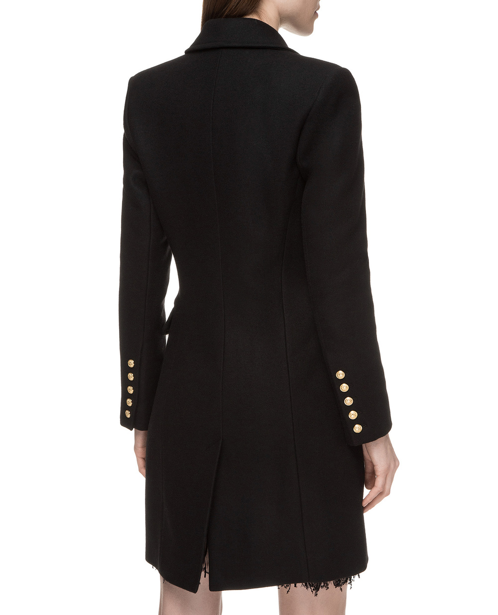 Шерстяное пальто Balmain 142400-W006, черный цвет • Купить в интернет-магазине Kameron
