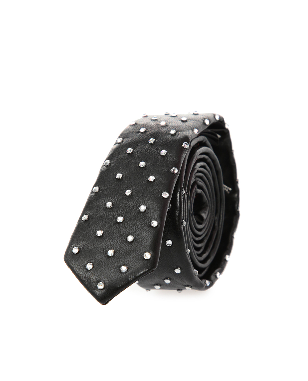 Кожаный галстук Saint Laurent 579754-3YA26, черный цвет • Купить в интернет-магазине Kameron