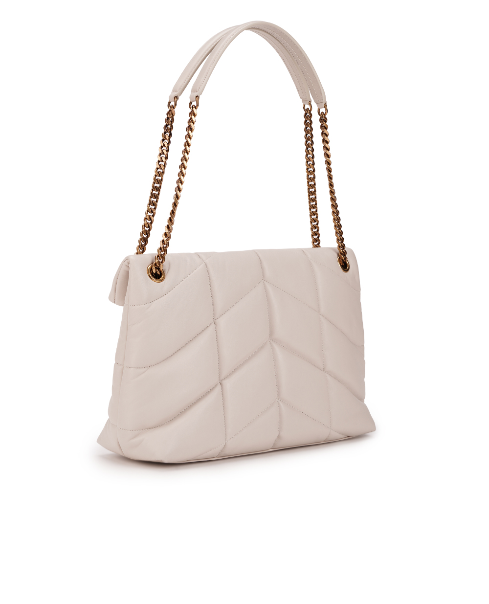 Шкіряна сумка Loulou Puffer Medium Saint Laurent 577475-1EL07, білий колір • Купити в інтернет-магазині Kameron