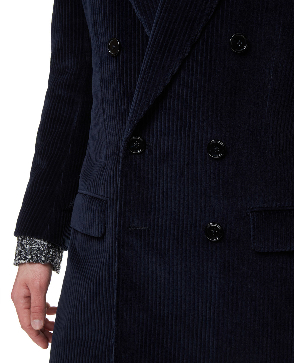 Вельветовое пальто Dolce&Gabbana G2PC4T-FUVLI, темно-синий цвет • Купить в интернет-магазине Kameron