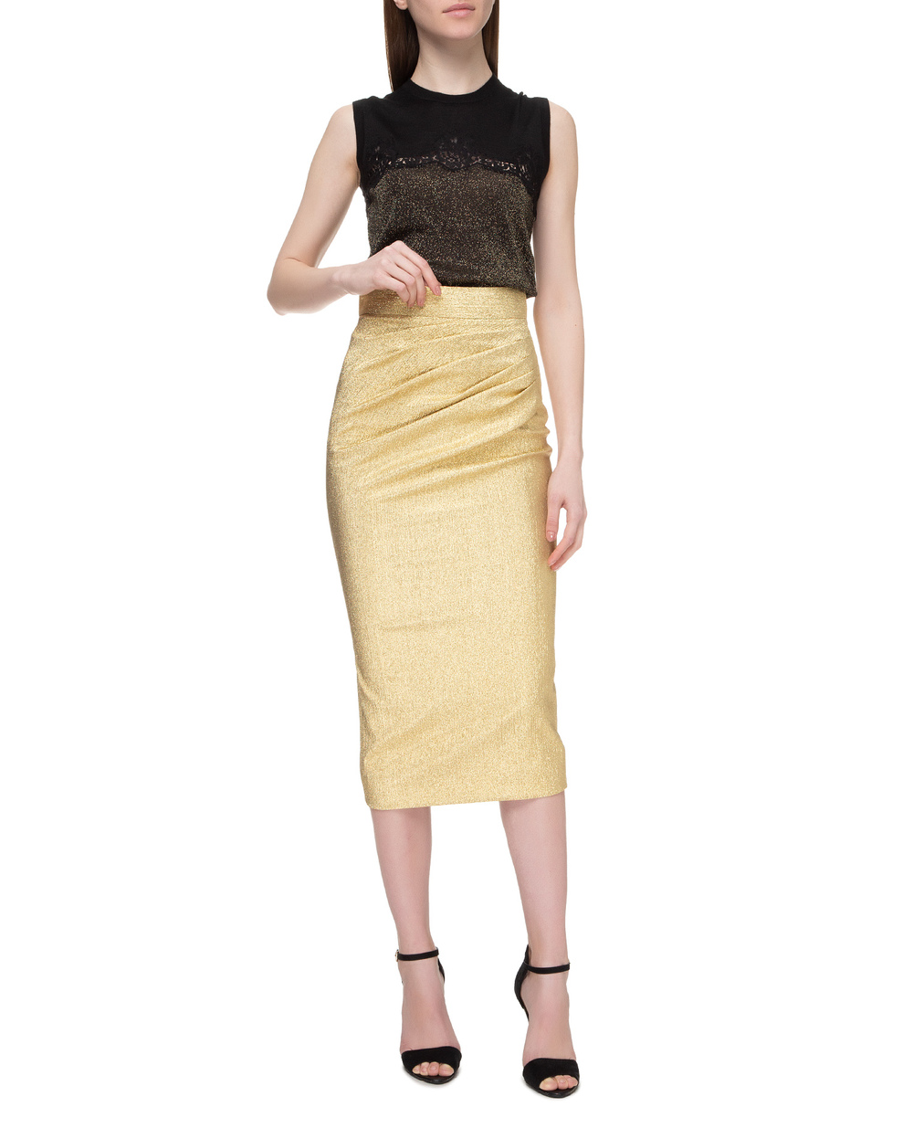 Шелковая юбка Dolce&Gabbana F4BS1T-FURIZ, золотой цвет • Купить в интернет-магазине Kameron