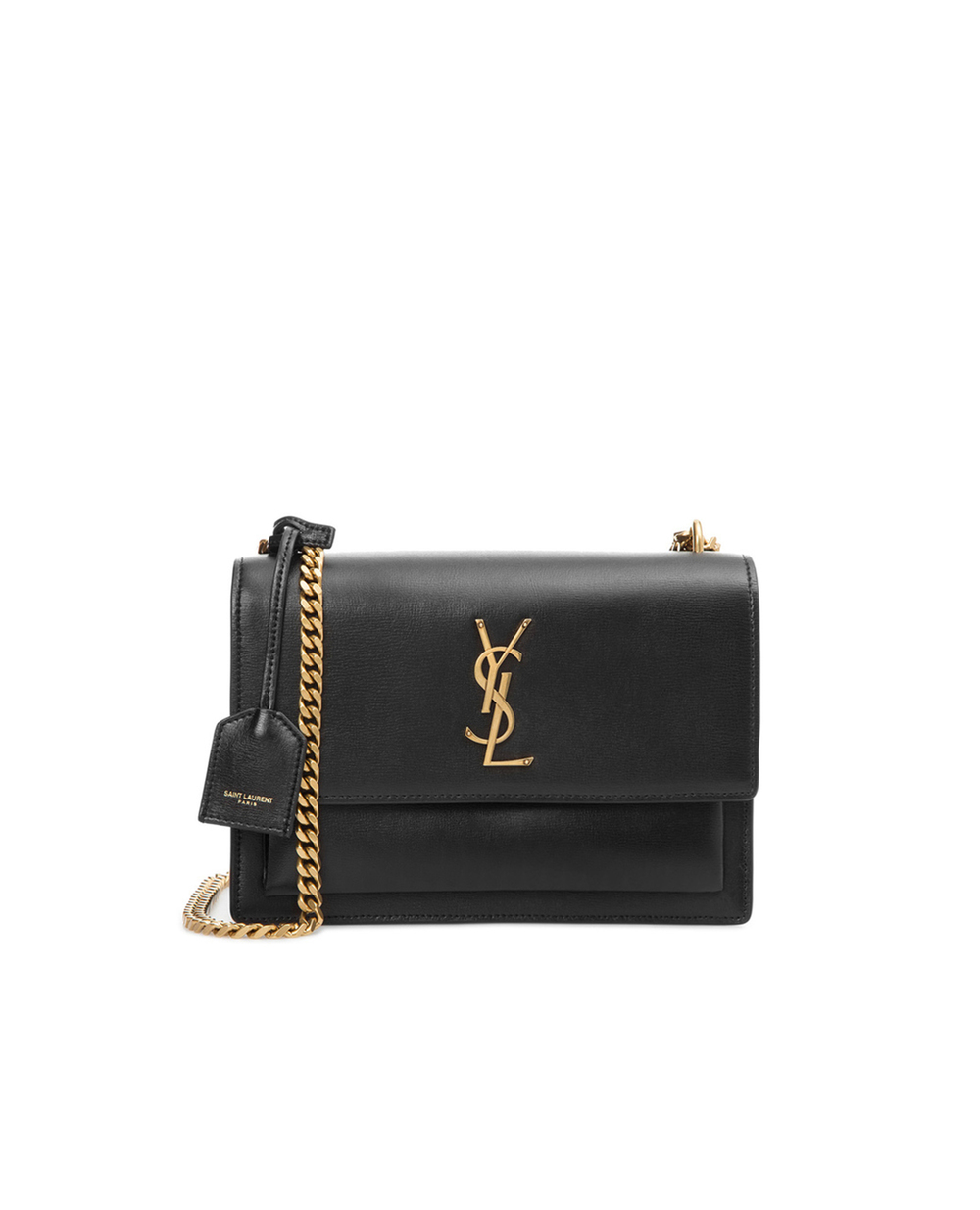Кожаная сумка Sunset Medium Saint Laurent 442906-D420W, черный цвет • Купить в интернет-магазине Kameron