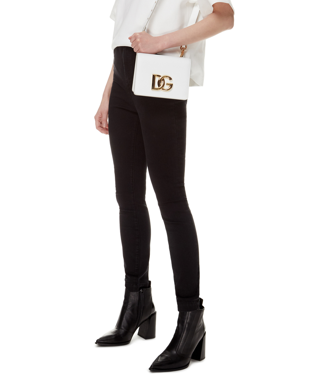 Шкіряна сумка 3.5 Small Dolce&Gabbana BB7037-AW576, білий колір • Купити в інтернет-магазині Kameron