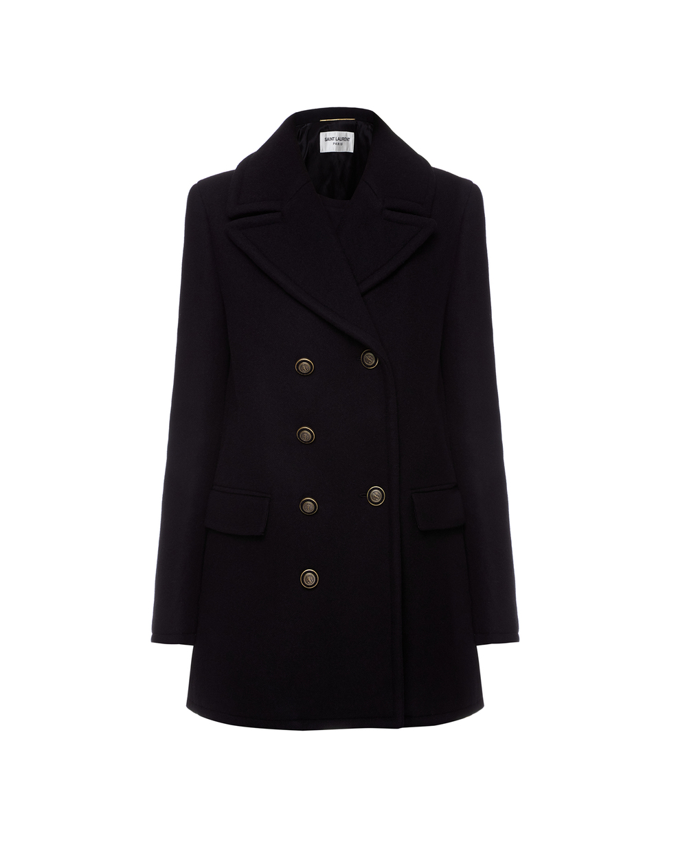 Шерстяное пальто Saint Laurent 631604-Y160W, черный цвет • Купить в интернет-магазине Kameron