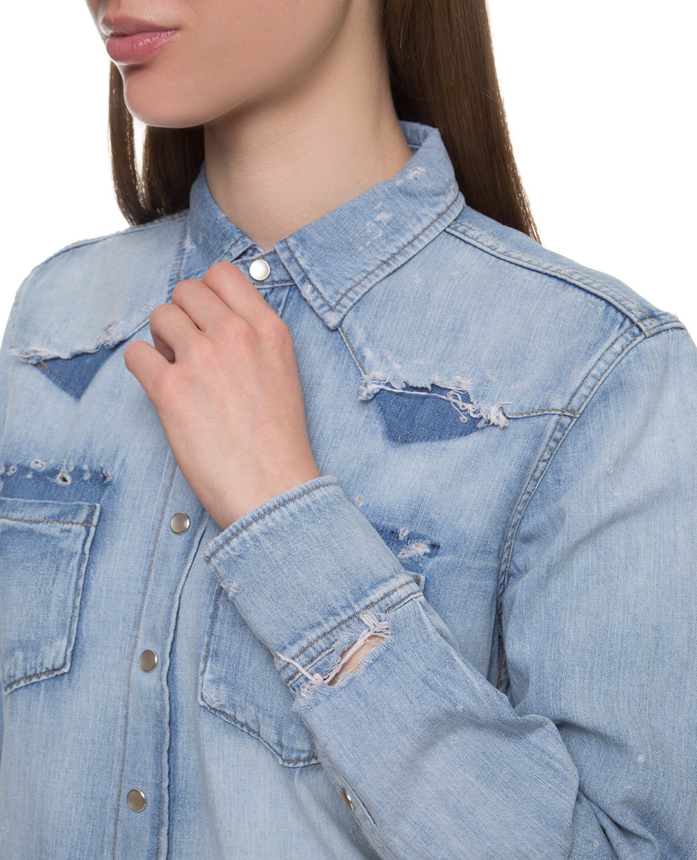 Джинсовая рубашка Saint Laurent 604766-Y880G, голубой цвет • Купить в интернет-магазине Kameron