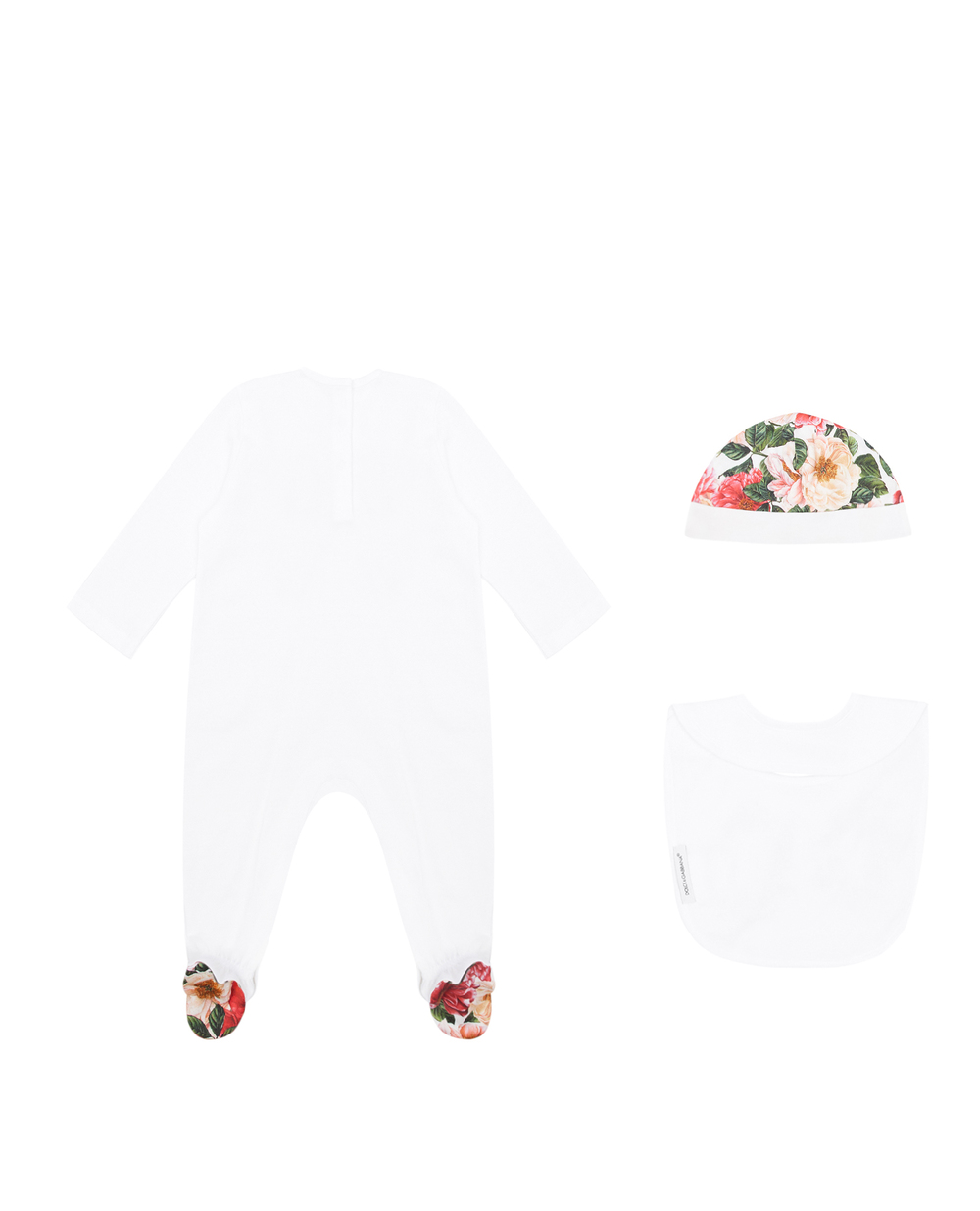 Подарочный набор (человечек, шапочка, нагрудник) Dolce&Gabbana Kids L2JG18-G7XSF, белый цвет • Купить в интернет-магазине Kameron
