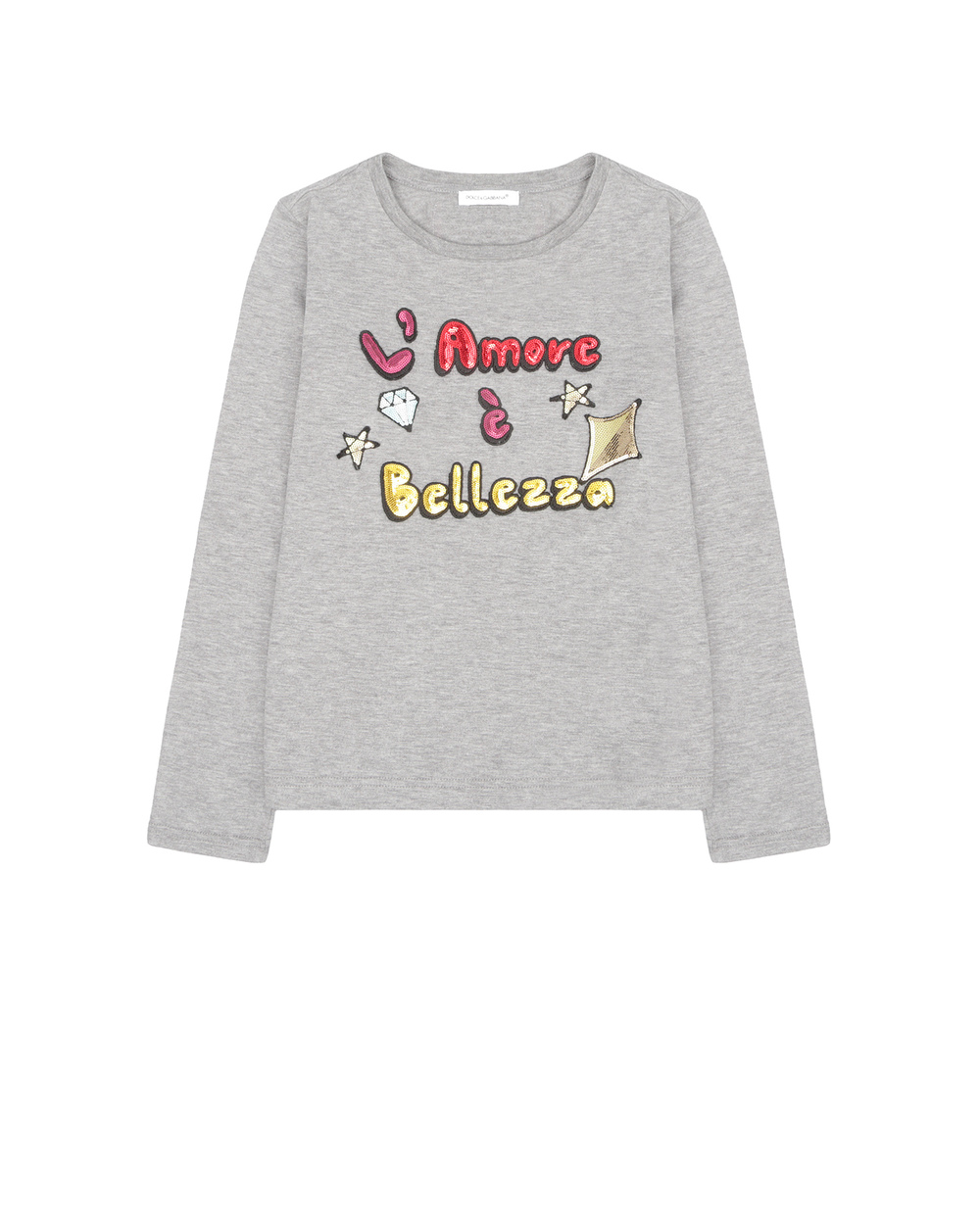 Детский лонгслив Dolce&Gabbana Kids L5JTAY-G7QKJ-S, серый цвет • Купить в интернет-магазине Kameron