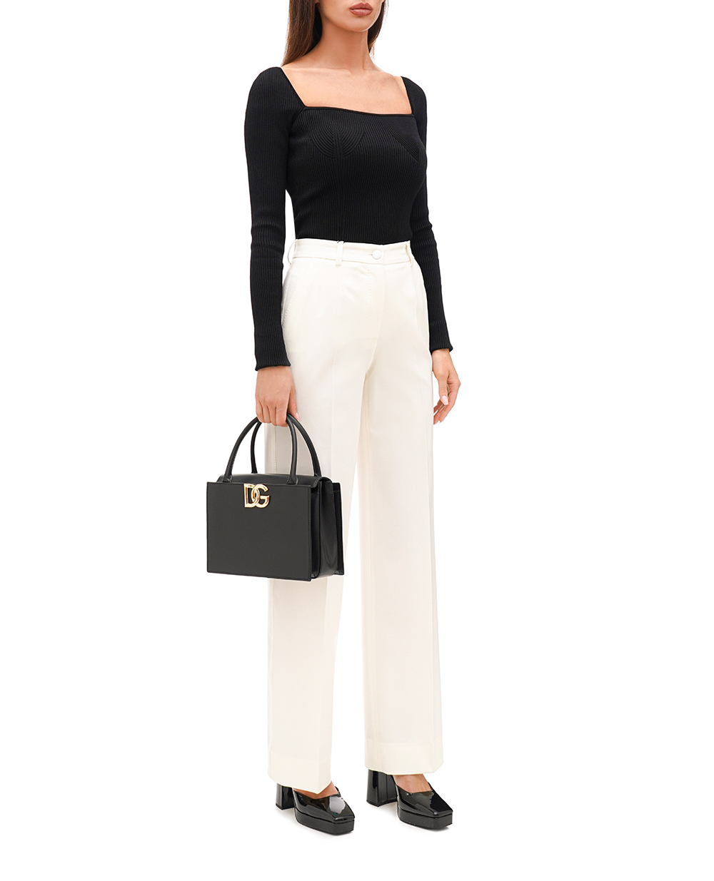 Шкіряна сумка 3.5 Handbag Dolce&Gabbana BB7587-AW576, чорний колір • Купити в інтернет-магазині Kameron