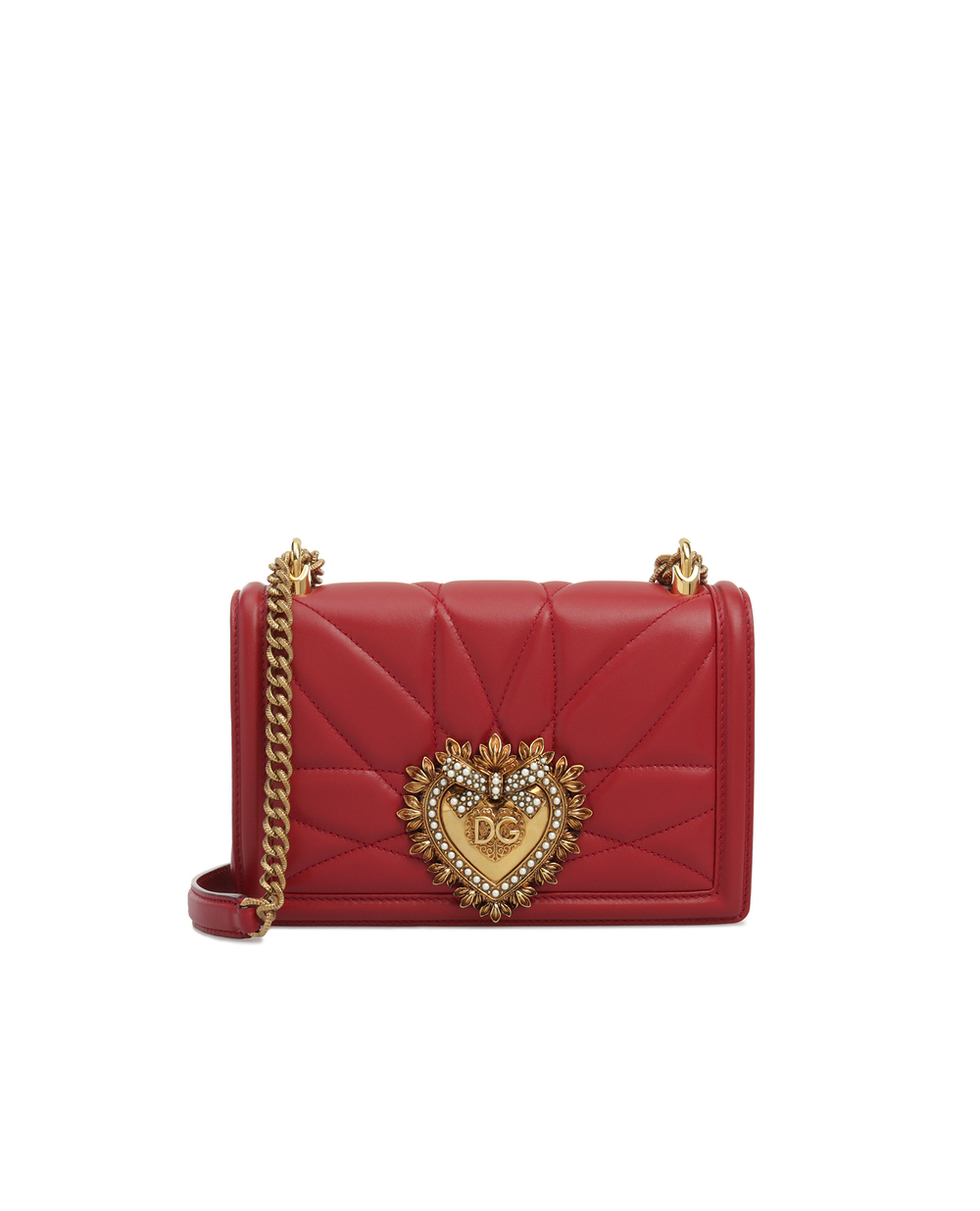 Кожаная сумка Devotion Medium Dolce&Gabbana BB6652-AV967, красный цвет • Купить в интернет-магазине Kameron