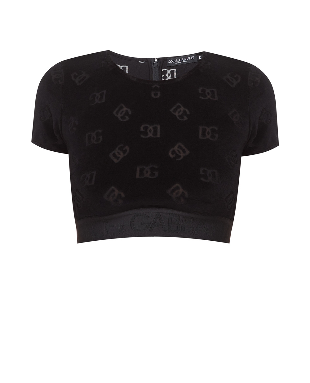 Велюровый топ Dolce&Gabbana F8S63T-FJ7DL, черный цвет • Купить в интернет-магазине Kameron